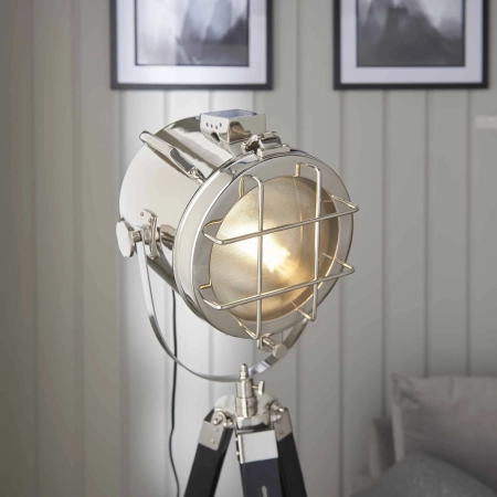 Lampa podłogowa metalowa srebrno-czarna na trójnogu EH-NAUTICAL-FL z serii NAUTICAL - Endon Lighting