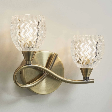 Kinkiet mosiężny dwupunktowy ze szklanymi kloszami BOYER-2WBAB-L z serii BOYER - Endon Lighting
