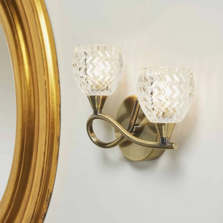 Kinkiet mosiężny dwupunktowy ze szklanymi kloszami BOYER-2WBAB-L z serii BOYER - Endon Lighting