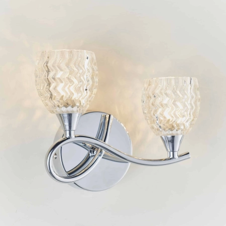 Kinkiet chromowany dwupunktowy ze szklanymi kloszami BOYER-2WBCH-L z serii BOYER - Endon Lighting