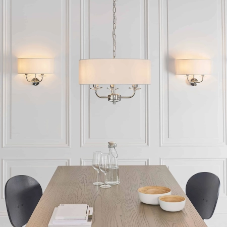 Lampa wisząca biała z tkaniny 3-punktowa 60129 z serii NIXON - Endon Lighting