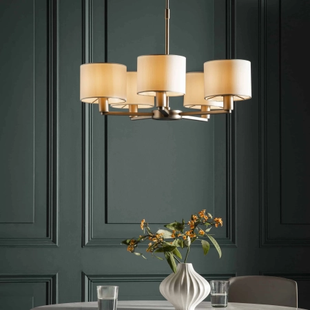 Lampa wisząca 5-punktowa biała z tkaniny i metalu 60257 z serii Daley - Endon Lighting