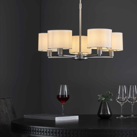 Lampa wisząca 5-punktowa biała z tkaniny i metalu 60257 z serii Daley - Endon Lighting