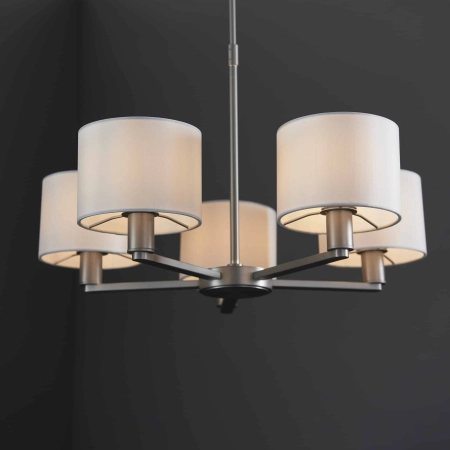 Lampa wisząca 5-punktowa biała z tkaniny i metalu 60257 z serii Daley - Endon Lighting