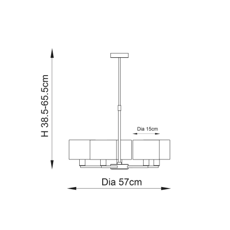 Lampa wisząca 5-punktowa biała z tkaniny i metalu 60257 z serii Daley - Endon Lighting