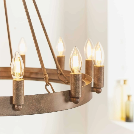 Lampa wisząca metalowa brązowa okrągła 12-punktowa 61026 z serii Chevalier - Endon Lighting