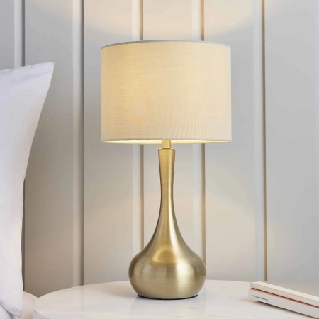Lampa stołowa złota metalowa z beżowym abażurem 61191 z serii Piccadilly - Endon Lighting