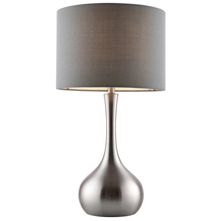 Lampa stołowa srebrna metalowa z szarym abażurem 61192 z serii Piccadilly - Endon Lighting