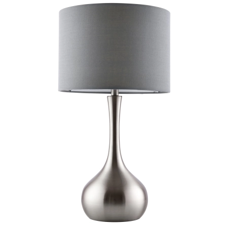 Lampa stołowa srebrna metalowa z szarym abażurem 61192 z serii Piccadilly - Endon Lighting
