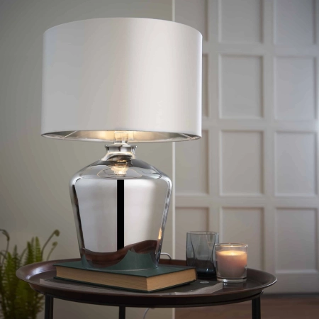 Lampa stołowa chromowana z białym abażurem 61198 z serii Waldorf - Endon Lighting