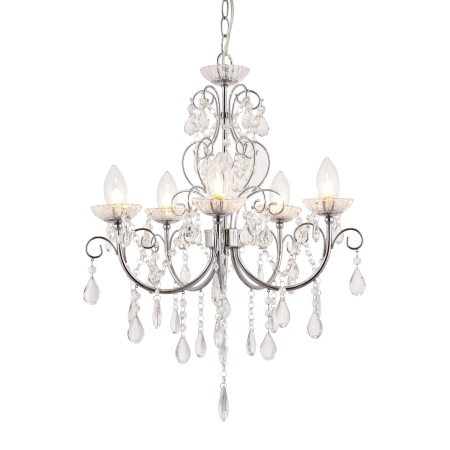 Żyrandol chromowany kryształowy 5-punktowy 61384 z serii Tabitha - Endon Lighting