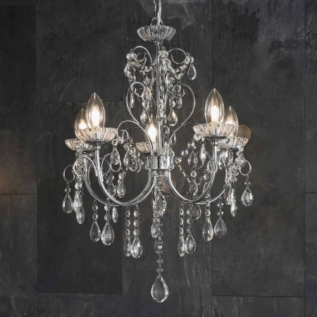 Żyrandol chromowany kryształowy 5-punktowy 61384 z serii Tabitha - Endon Lighting