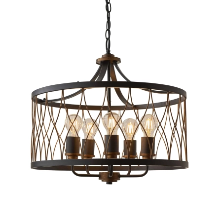 Lampa wisząca metalowa czarno-mosiężna 5-punktowa 61498 z serii Heston - Endon Lighting