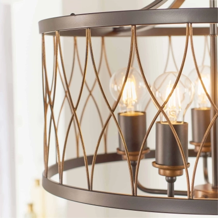 Lampa wisząca metalowa czarno-mosiężna 5-punktowa 61498 z serii Heston - Endon Lighting