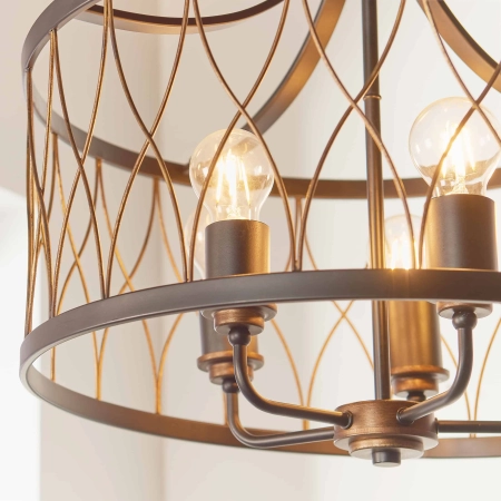 Lampa wisząca metalowa czarno-mosiężna 5-punktowa 61498 z serii Heston - Endon Lighting