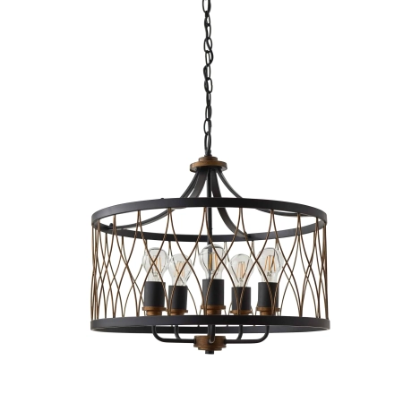 Lampa wisząca metalowa czarno-mosiężna 5-punktowa 61498 z serii Heston - Endon Lighting