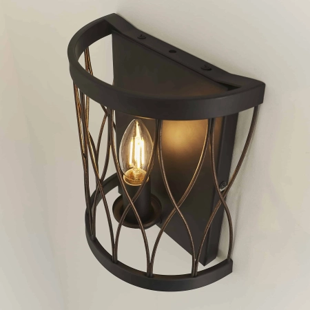 Kinkiet metalowy czarno-mosiężny 1-punktowy 61499 z serii Heston - Endon Lighting