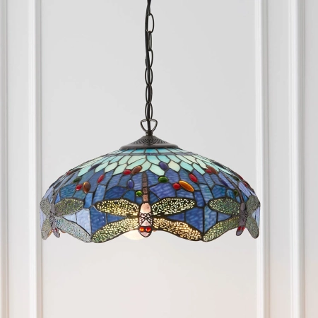 Lampa wisząca witrażowa wielokolorowa 640803 z serii Tiffany