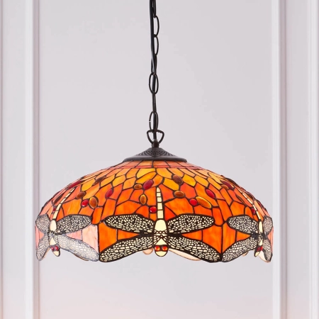 Lampa wisząca witrażowa wielokolorowa 640813 z serii Tiffany