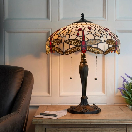 Lampa stołowa witrażowa Tiffany 640852 z serii Interiors 1900