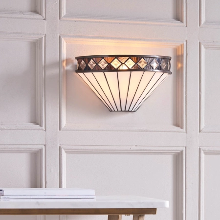 Kinkiet witrażowy Tiffany półokrągły 6414940W z serii Interiors 1900