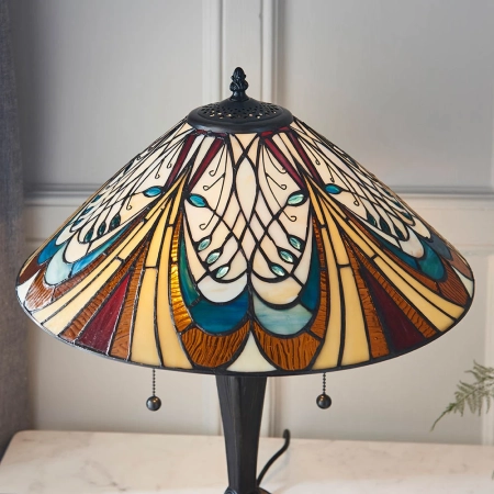 Lampa stołowa witrażowa Tiffany 641632 z serii Interiors 1900
