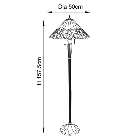 Lampa podłogowa witrażowa Tiffany 641922 z serii Interiors 1900