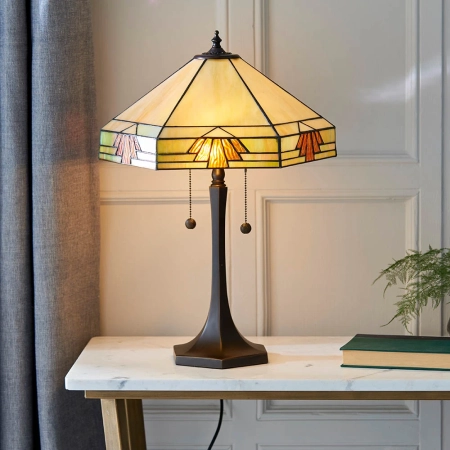 Lampa stołowa witrażowa Tiffany 642862 z serii Interiors 1900