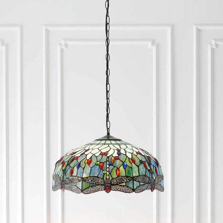 Lampa wisząca witrażowa wielokolorowa 661483 z serii Tiffany