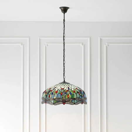 Lampa wisząca witrażowa wielokolorowa 661483 z serii Tiffany