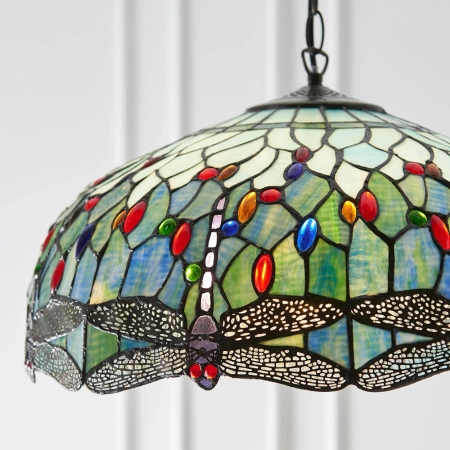Lampa wisząca witrażowa wielokolorowa 661483 z serii Tiffany