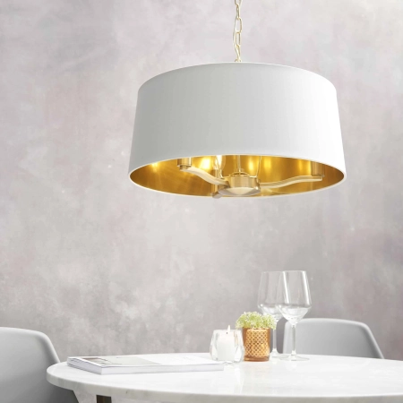 Lampa wisząca biała z tkaniny złota 3-punktowa 67667 z serii Harvey - Endon Lighting