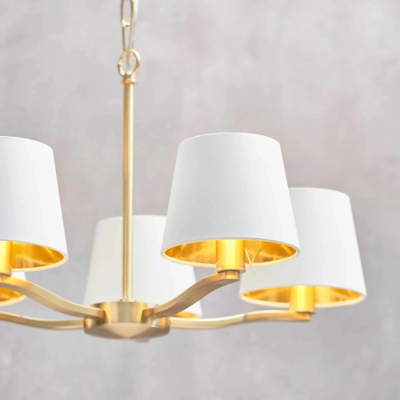 Lampa wisząca 5-punktowa złota z białymi abażurami 67734 z serii Harvey - Endon Lighting