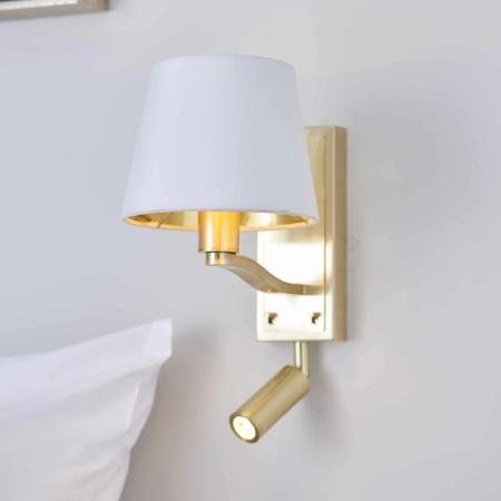 Kinkiet złoty metalowy z białym abażurem 69092 z serii Harvey - Endon Lighting