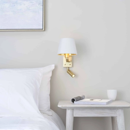 Kinkiet złoty metalowy z białym abażurem 69092 z serii Harvey - Endon Lighting