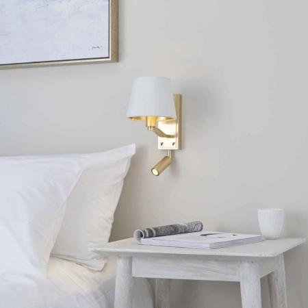 Kinkiet złoty metalowy z białym abażurem 69092 z serii Harvey - Endon Lighting