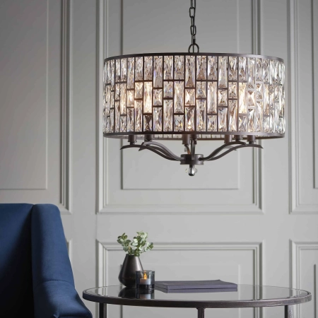 Lampa wisząca brązowa kryształowa 8-punktowa 62cm 69391 z serii Belle - Endon Lighting
