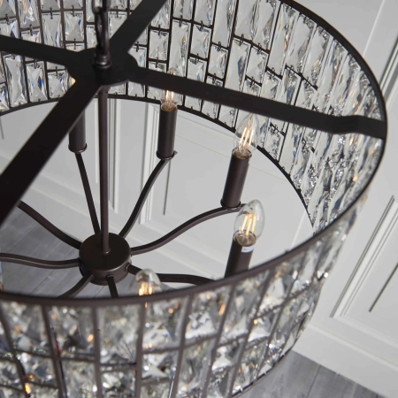 Lampa wisząca brązowa kryształowa 8-punktowa 62cm 69391 z serii Belle - Endon Lighting