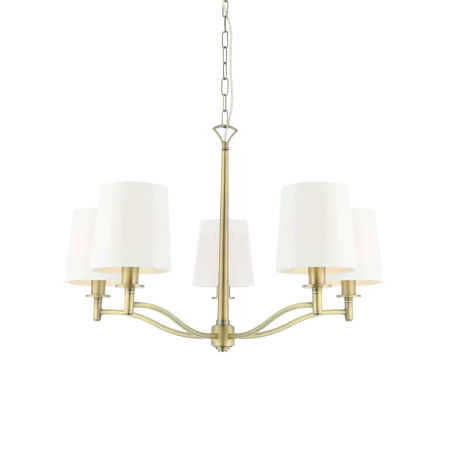 Lampa wisząca mosiężna 5-punktowa z białymi abażurami 70245 z serii Ortona - Endon Lighting