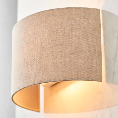 Kinkiet ścienny półokrągły beżowy z tkaniny 70335 z serii Obi - Endon Lighting