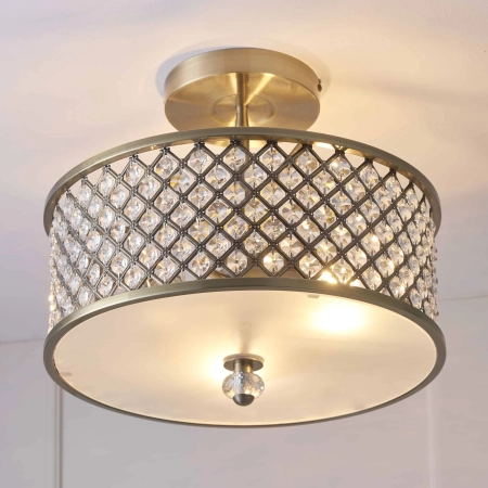 Plafon mosiężny okrągły z kryształami 3-punktowy 70558 z serii Hudson - Endon Lighting