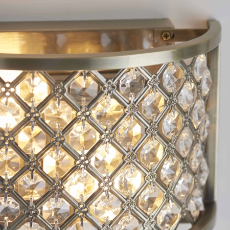 Kinkiet mosiężny ze szkłem kryształowym 2-punktowy 70559 z serii Hudson - Endon Lighting