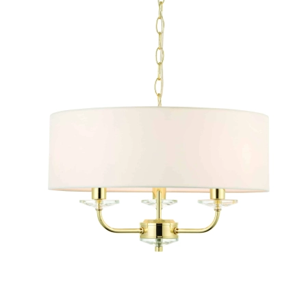 Lampa wisząca biała z tkaniny złota 3-punktowa 70560 z serii NIXON - Endon Lighting