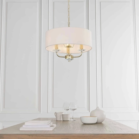 Lampa wisząca biała z tkaniny złota 3-punktowa 70560 z serii NIXON - Endon Lighting