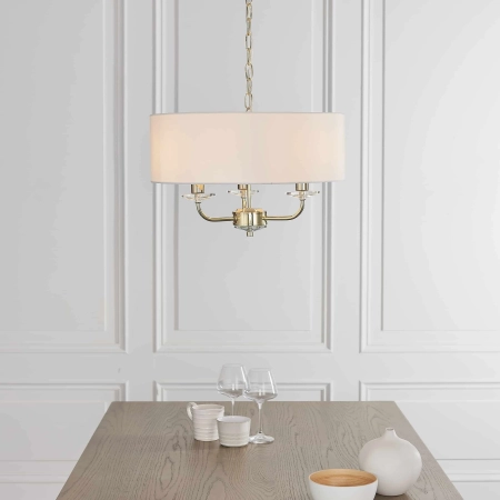 Lampa wisząca biała z tkaniny złota 3-punktowa 70560 z serii NIXON - Endon Lighting