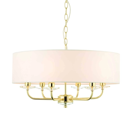 Lampa wisząca złota z białym abażurem 6-punktowa 70561 z serii NIXON - Endon Lighting