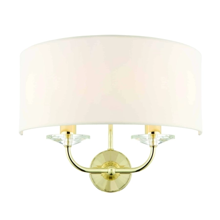 Kinkiet dwupunktowy złoty z białym abażurem 70562 z serii Nixon - Endon Lighting