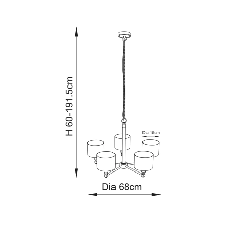 Lampa wisząca metalowa brązowa 5-punktowa 71345 z serii Indara - Endon Lighting