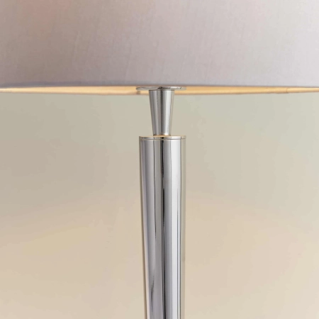Lampa stołowa metalowa srebrna z beżowym abażurem 72175 z serii Syon - Endon Lighting