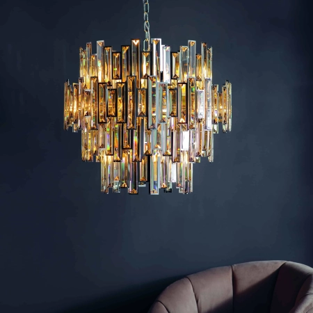 Lampa wisząca kryształowa złota 15-punktowa 72746 z serii Viviana - Endon Lighting